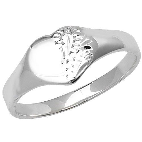 Childrens Sterling Silver Engraved Heart Signet Ring