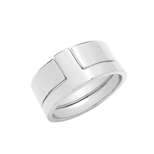 Ladies Silver Interlocking Set Ring