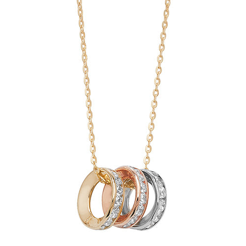9ct Yellow White and Rose Gold Rings Necklace
