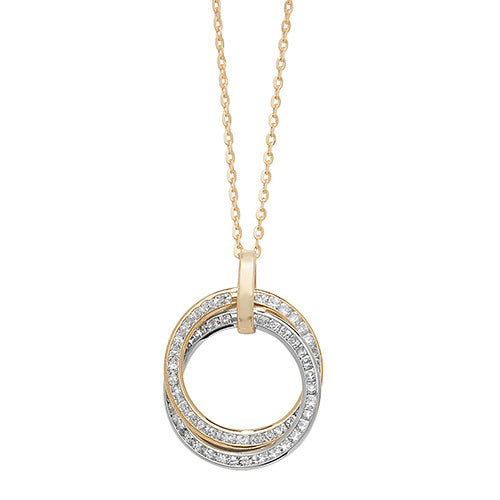 9ct Yellow and White Gold Cubic Zirconia Necklace