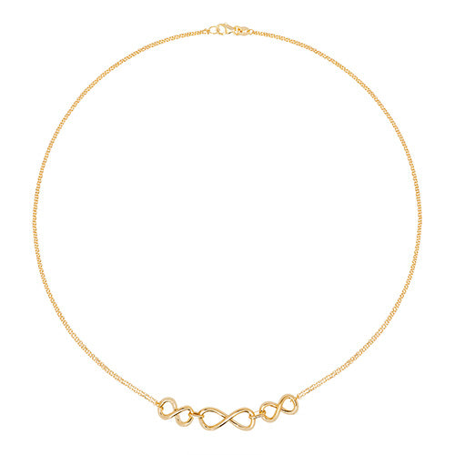 9ct Yellow Gold Triple Infinity Necklace