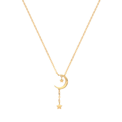 9ct Yellow Gold Moon and Drop Star Necklace