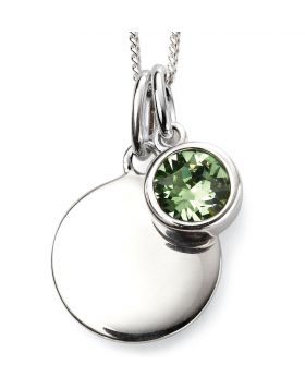 August Birthstone and Engravable Disc Necklace