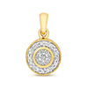 9ct Yellow Gold Ladies 0.10ct Diamond Cluster Pendant And 18 Inch Chain