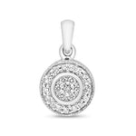 9ct White Gold 0.10ct Ladies Diamond Cluster Pendant And 18inch Chain