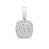 9ct White Gold Cushion Shaped Diamond Cluster Pendant And 18 Inch Chain