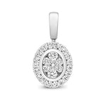 9ct White Gold 0.25ct Oval Halo Cluster Diamond Pendant And 18 Inch Chain