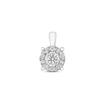 9ct White Gold 0.19ct Halo Diamond Cluster Pendant And 18 Inch Chain