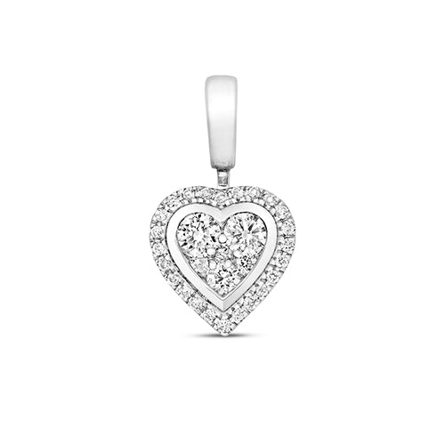 9ct White Gold 0.25ct Diamond Heart Pendant And 18 Inch Chain