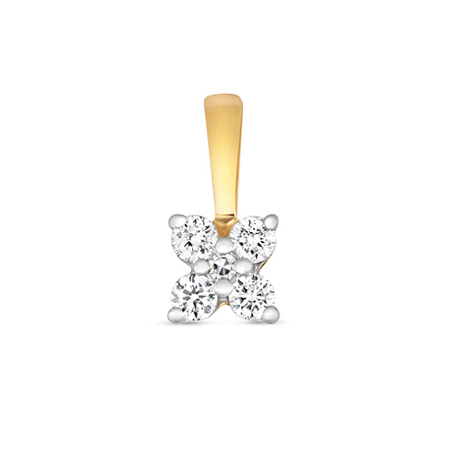9ct Yellow Gold Diamond Cluster Pendant And Chain