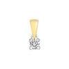 Ladies 9ct Yellow Gold 0.10ct Diamond 4 Claw Pendant And Chain