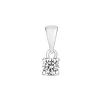 Ladies 9ct White Gold 0.15ct Diamond 4 Claw Pendant And Chain