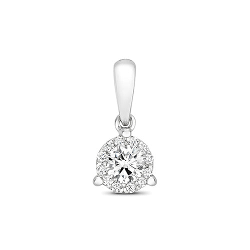 18ct White Gold 0.20ct Ladies Halo Diamond Necklace