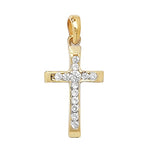 9ct Gold Cross Cz Pendant With Chain