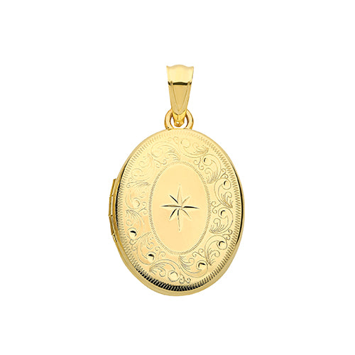 9ct Gold Oval Locket And Chain