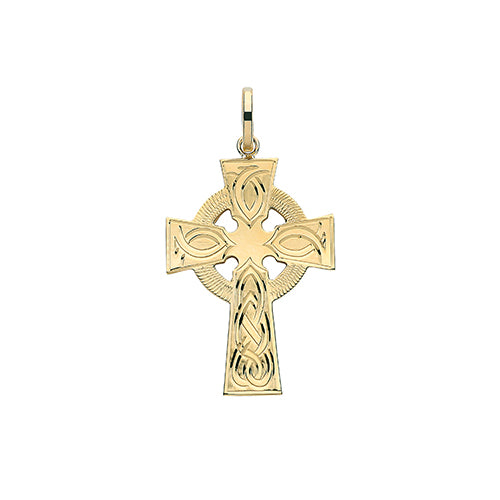 9ct Yellow Gold Semi Solid Cross H Engraved