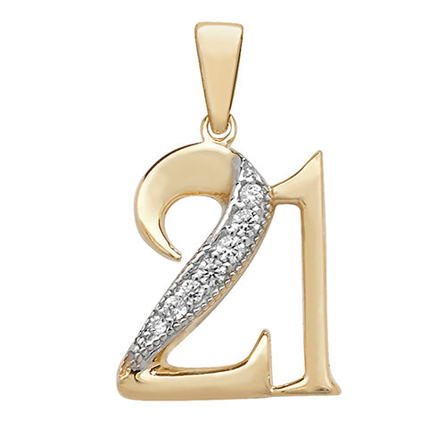 9ct Gold 21st Birthday Pendant With Chain
