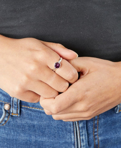 February Sterling Silver Birthstone Ring