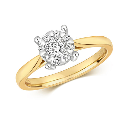 9ct Gold Illusion Set Diamond Engagement Ring