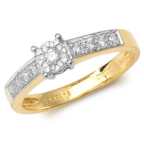 9ct Gold Illusion Set Shoulder Diamond Engagement Ring