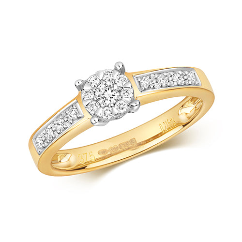 9ct Gold Illusion Set Shoulder Diamond Engagement Ring