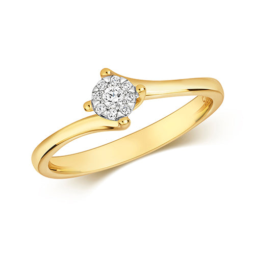 9ct Gold Illusion Set Crossover Diamond Engagement Ring