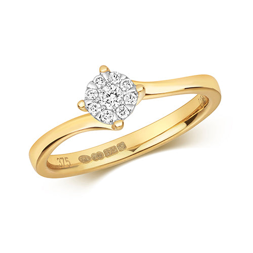 9ct  Gold Illusion Set Crossover Diamond Engagement Ring
