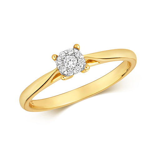 9ct  Gold Illusion Set 0.08ct Diamond Engagement Ring