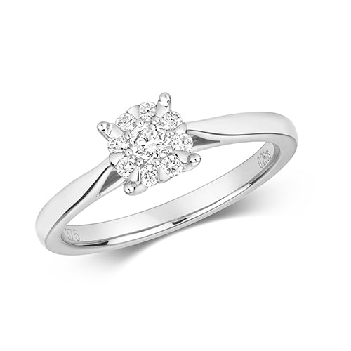 9ct White Gold Illusion Set 0.25ct Diamond Engagement Ring