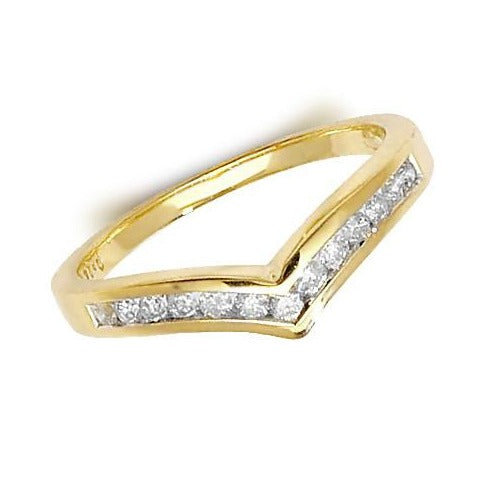 9ct Gold Chanel Set Wishbone Diamond Ring