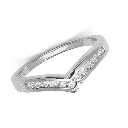 9ct White Gold Chanel Set Wishbone Diamond Ring