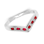 9ct White Gold Ruby And Diamond Wishbone Eternity Ring