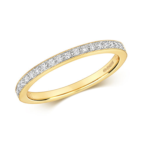 0.12ct 9ct Yellow Gold Grain Set Ladies Diamond Eternity Ring