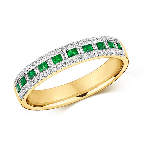 Emerald And Diamond Eternity Style Dress Ring