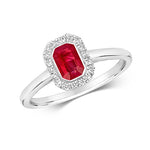Ladies 9ct White Gold Ruby And Diamond Halo Cluster Ring