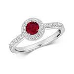 Ladies 9ct White Gold Ruby And Diamond Halo Cluster Ring