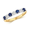 9ct Yellow Gold Claw Set Ladies Diamond And Sapphire Eternity Ring