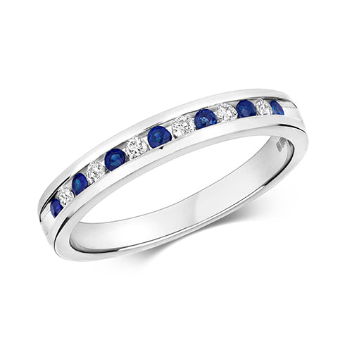 Ladies 9ct White Gold Sapphire And Diamond Eternity Ring