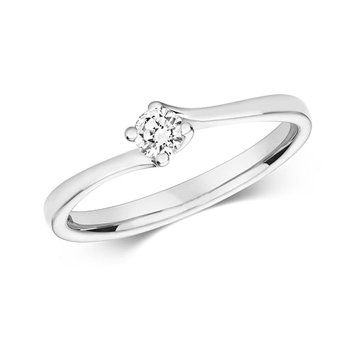 Ladies 9ct White Gold 0.15ct Solitaire Diamond Engagement Ring