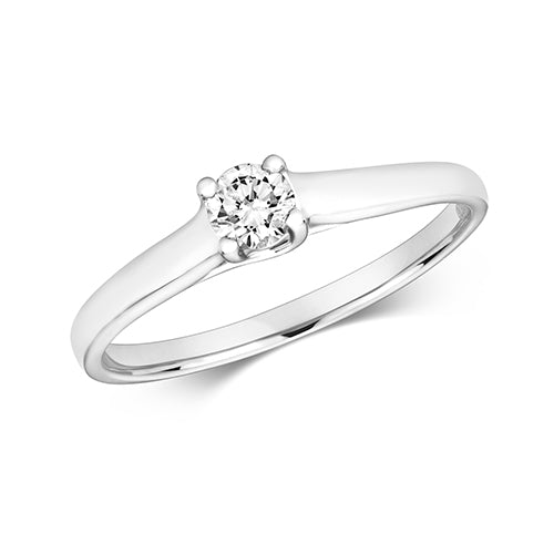 Ladies 9ct White Gold 0.25ct Brilliant Cut Single Stone Diamond Engagement Ring