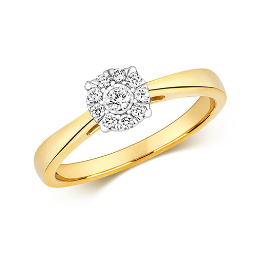 9ct Gold Illusion Single Stone Diamond Engagement Ring