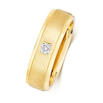9ct Yellow Gold Brushed And Mirror Finish Gents Diamond Set wedding Ring