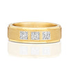 9ct Yellow Gold Satin and Mirror Finish Gents Diamond Set Wedding Ring