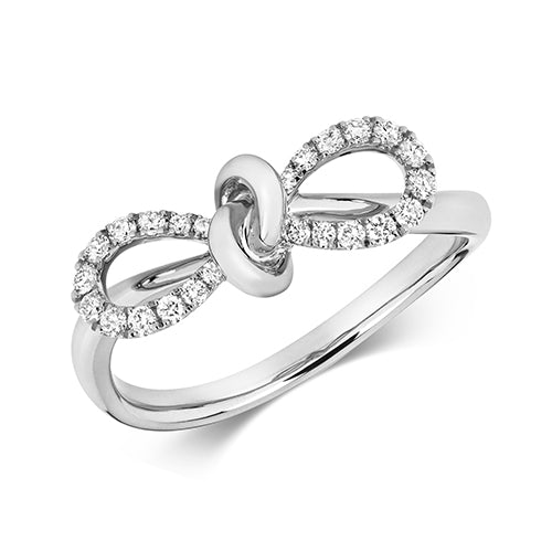 Ladies 18ct White Gold Diamond Bow Ring
