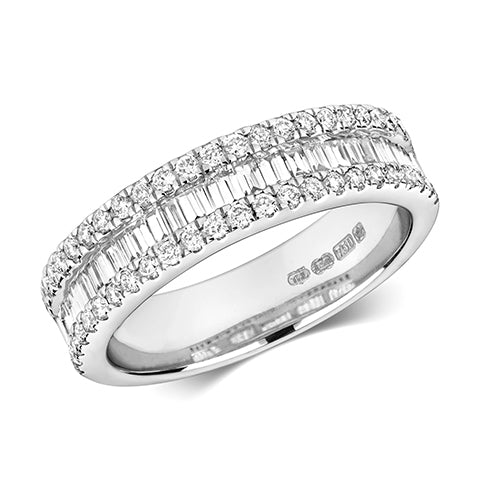 Ladies 18ct White Gold Baguette And Diamond Edge Eternity Ring