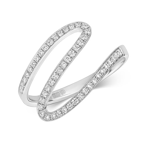 Ladies 18ct White Gold Diamond Wave Ring