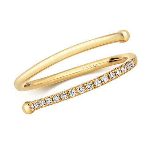 Ladies 18ct Yellow Gold Diamond Spiral Ring