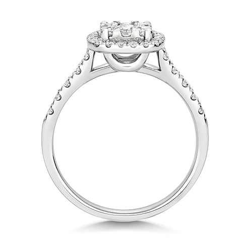 Ladies 18ct White brilliant Cut Diamond Halo Cluster Engagement Ring