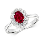 Ladies 18ct White gold Ruby And Diamond Cluster Ring