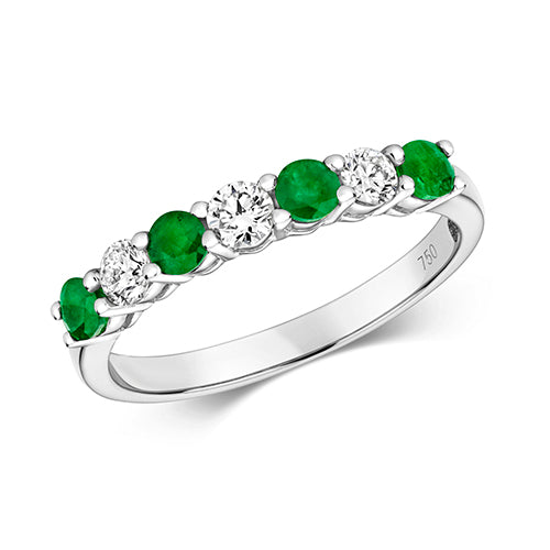 Ladies 18ct White Gold diamond And Emerald Eternity Ring